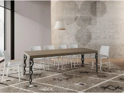 Mesa extensible 90x140/400 cm Karamay Premium gris paloma patas antracita