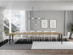 Mesa extensible 90x140/400 cm Karamay Premium Roble Natural estructura Antracita