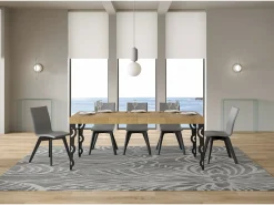 Mesa extensible 90x140/400 cm Karamay Premium Roble Natural estructura Antracita