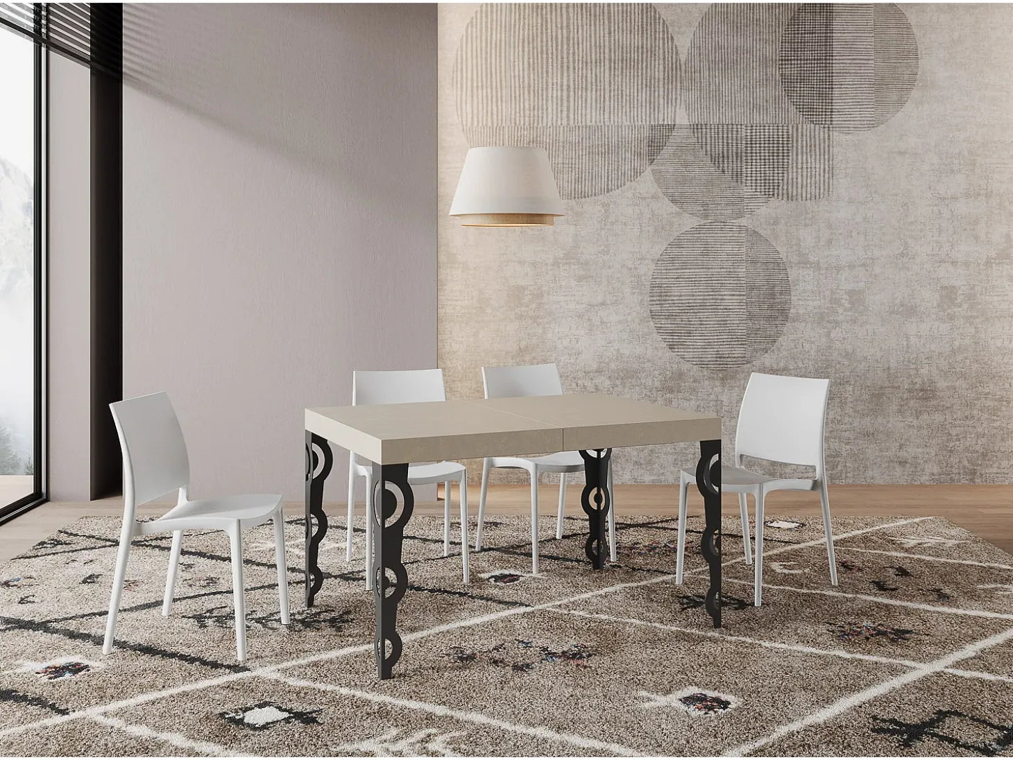 Mesa extensible 140/400x90 cm Karamay cachemira patas antracita