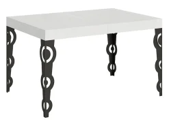 Mesa extensible 90x140/400 cm Karamay Fresno Blanco estructura Antracita