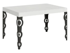 Mesa extensible 90x140/400 cm Karamay Fresno Blanco estructura Antracita