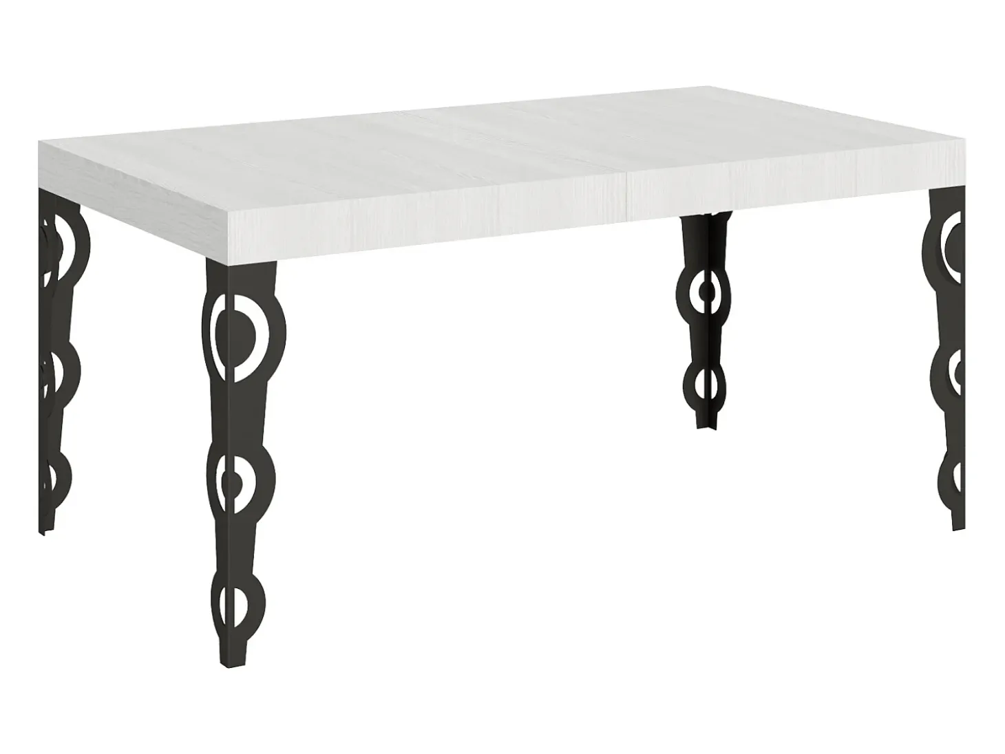 Mesa extensible 160/244x80 cm Karamay fresno blanco patas antracita