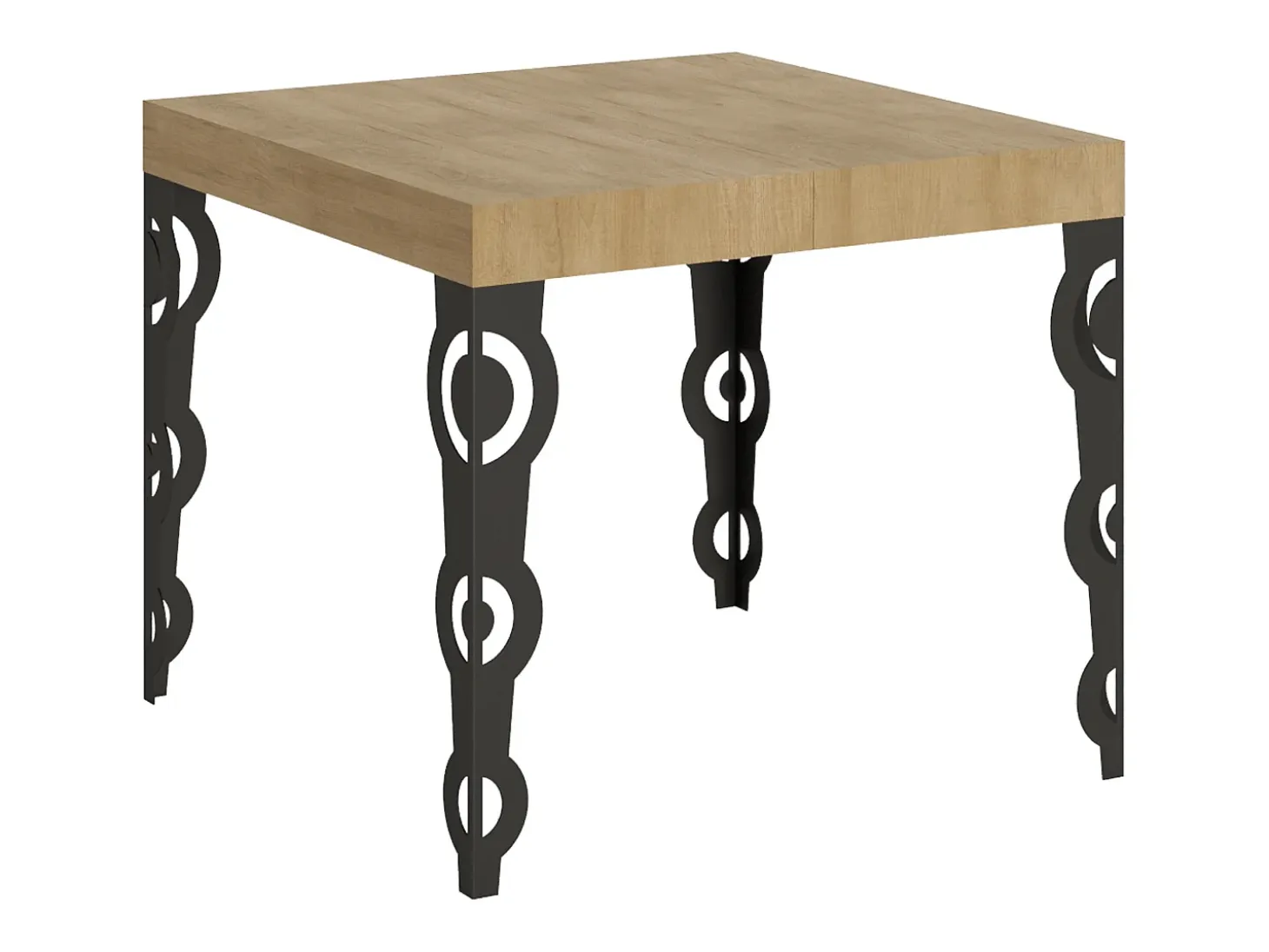 Mesa extensible 90/246x90 cm Karamay roble natural patas antracita