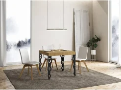 Mesa extensible 90/246x90 cm Karamay roble natural patas antracita