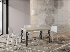 Mesa extensible 120/204x80 cm Karamay cachemira patas antracita