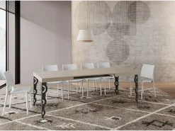 Mesa extensible 120/204x80 cm Karamay cachemira patas antracita