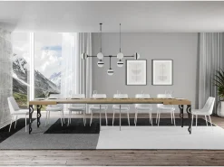 Mesa extensible 180/440x90 cm Karamay roble natural patas antracita