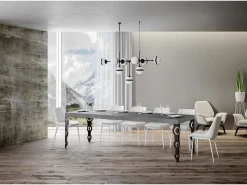 Mesa extensible 90x200/304 cm Karamay Premium Cemento estructura Antracita