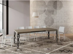 Mesa extensible 120/224x90 cm Karamay gris paloma patas antracita