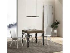 Mesa extensible 90/246x90 cm Karamay gris paloma patas antracita