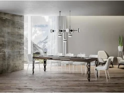 Mesa extensible 140/400x90 cm Karamay nogal patas antracita