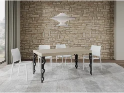 Mesa extensible 90x160/420 cm Karamay Premium cachemira patas antracita