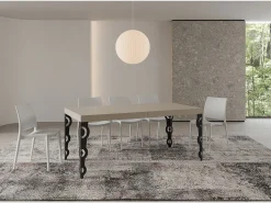 Mesa extensible 90x200/304 cm Karamay Premium cachemira patas antracita