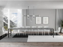 Mesa extensible 90x130/390 cm Karamay Premium Cemento estructura Antracita