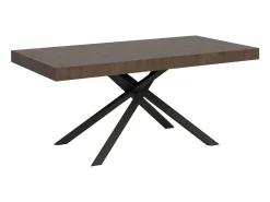 Mesa extensible 160/244x80 cm Karida nogal patas blancas