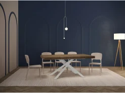 Mesa extensible 180/440x90 cm Karida nogal patas blancas