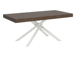 Mesa extensible 180/440x90 cm Karida nogal patas blancas