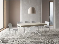 Mesa extensible 200/304x90 cm Karida cachemira patas blancas