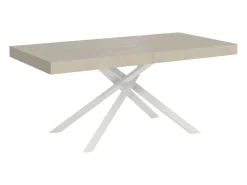 Mesa extensible 200/304x90 cm Karida cachemira patas blancas