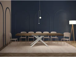 Mesa extensible 160/264x90 cm Karida nogal patas blancas