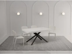 Mesa extensible 160/264x90 cm Karida Premium fresno blanco patas antracita