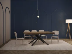 Mesa extensible 160/244x80 cm Karida nogal patas antracita