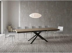 Mesa extensible 160/264x90 cm Karida gris paloma patas antracita