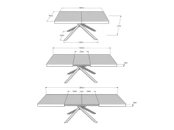 Mesa extensible 160/264x90 cm Karida gris paloma patas antracita