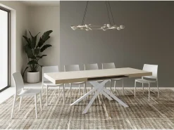 Mesa extensible 120/380x90 cm Karida cachemira patas blancas