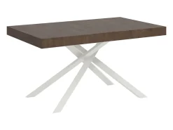 Mesa extensible 140/224x80 cm Karida nogal patas blancas