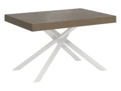 Mesa extensible 120/224x90 cm Karida gris paloma patas blancas
