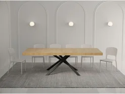 Mesa extensible 140/244x90 cm Karida Premium roble natural patas antracita