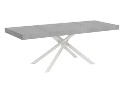 Mesa extensible 180/284x90 cm Karida Premium cemento patas blancas