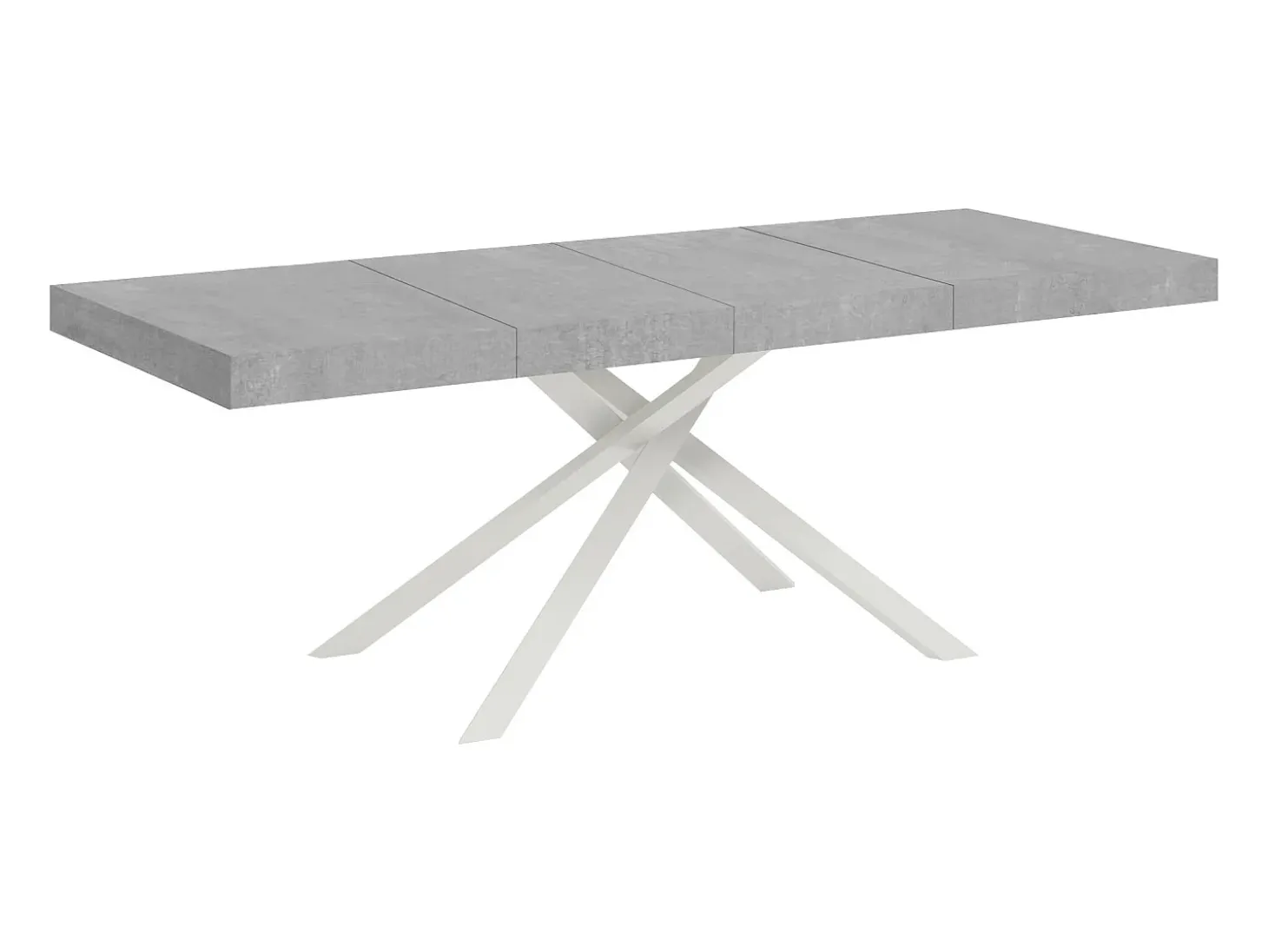 Mesa extensible 180/284x90 cm Karida Premium cemento patas blancas