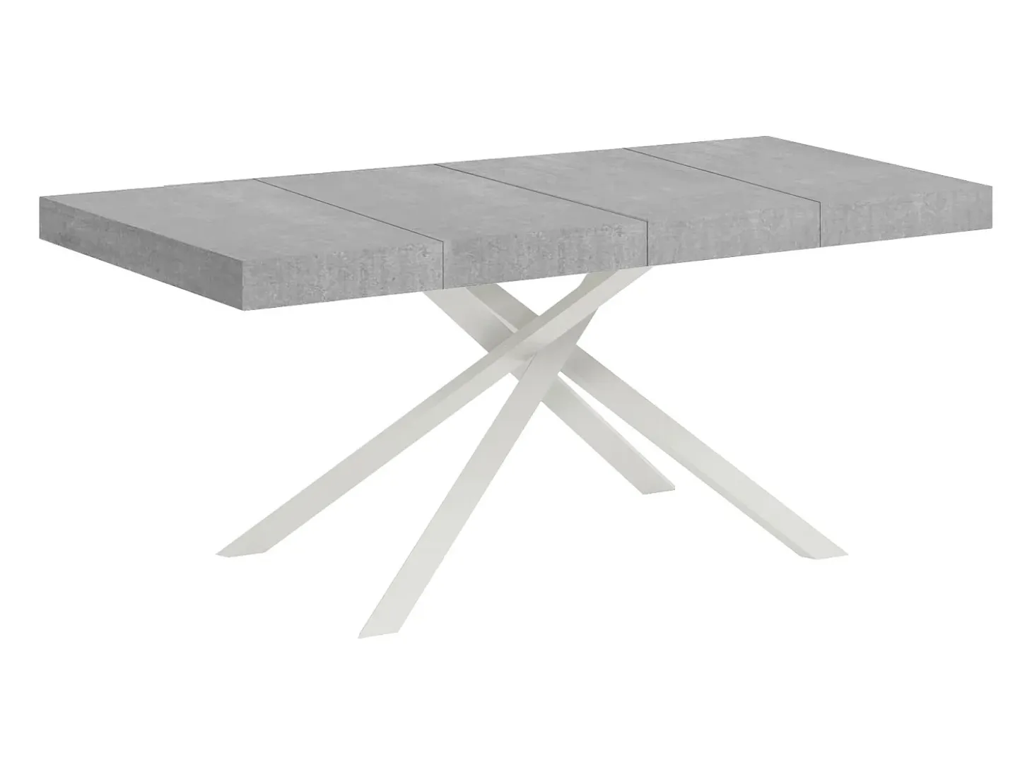 Mesa extensible 140/244x90 cm Karida Premium cemento patas blancas