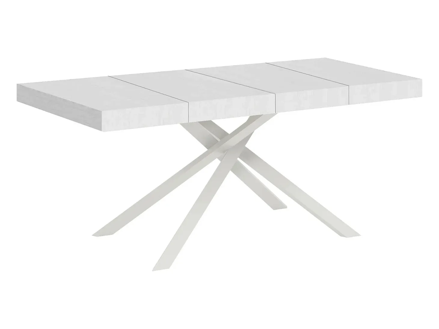 Mesa extensible 160/264x90 cm Karida Premium fresno blanco patas blancas