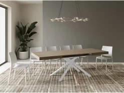 Mesa extensible 120/380x90 cm Karida gris paloma patas blancas