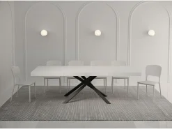 Mesa extensible 140/244x90 cm Karida Premium fresno blanco patas antracita