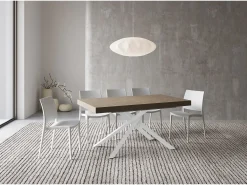 Mesa extensible 160/420X90 cm Karida gris paloma patas blancas