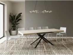 Mesa extensible 120/204x80 cm Karida cachemira patas antracita
