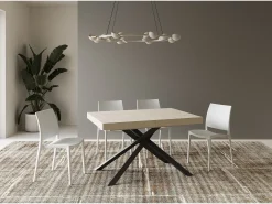 Mesa extensible 120/204x80 cm Karida cachemira patas antracita