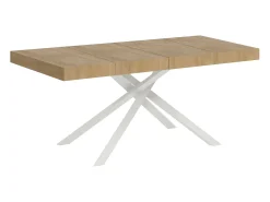 Mesa extensible 140/244x90 cm Karida Premium roble natural patas blancas