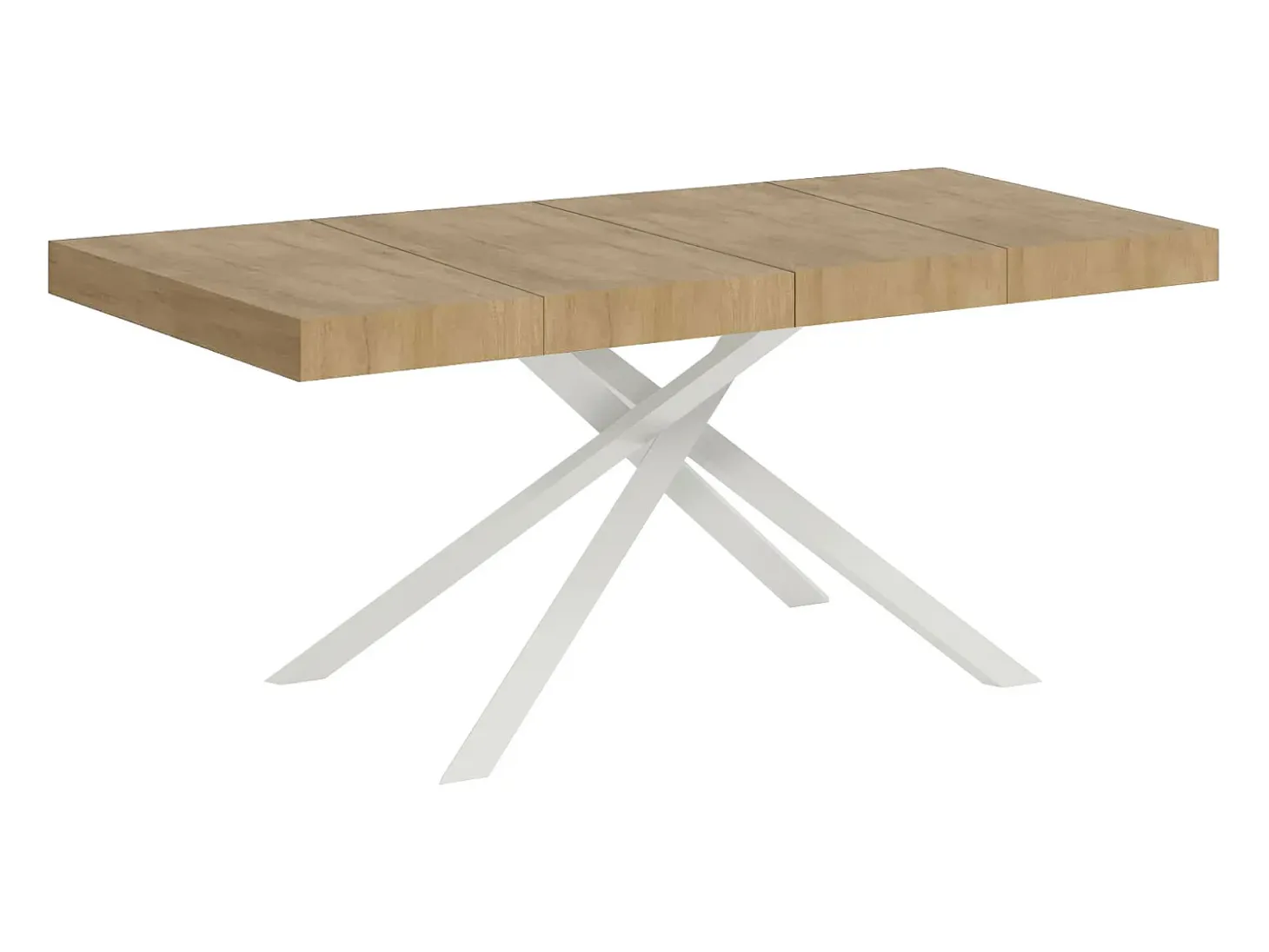 Mesa extensible 140/244x90 cm Karida Premium roble natural patas blancas