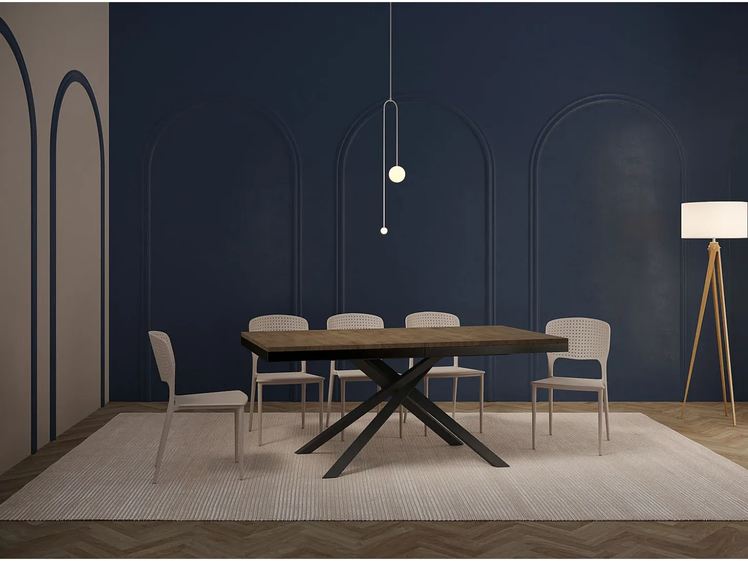 Mesa extensible 180/284x90 cm Karida Evolution nogal estructura et patas antracita