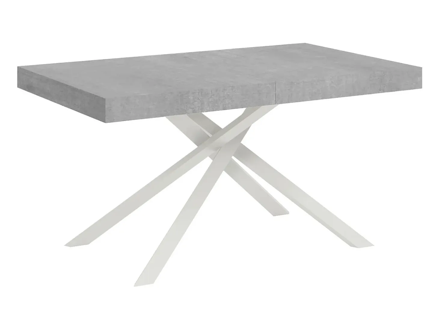 Mesa extensible 140/224x80 cm Karida cemento patas blancas