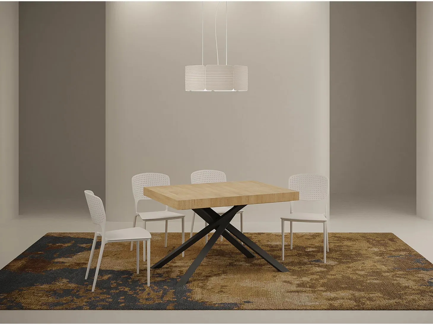 Mesa extensible 120/380x90 cm Karida roble natural patas antracita