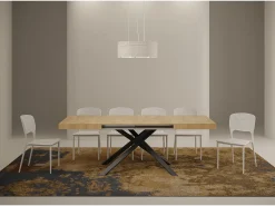Mesa extensible 120/380x90 cm Karida roble natural patas antracita