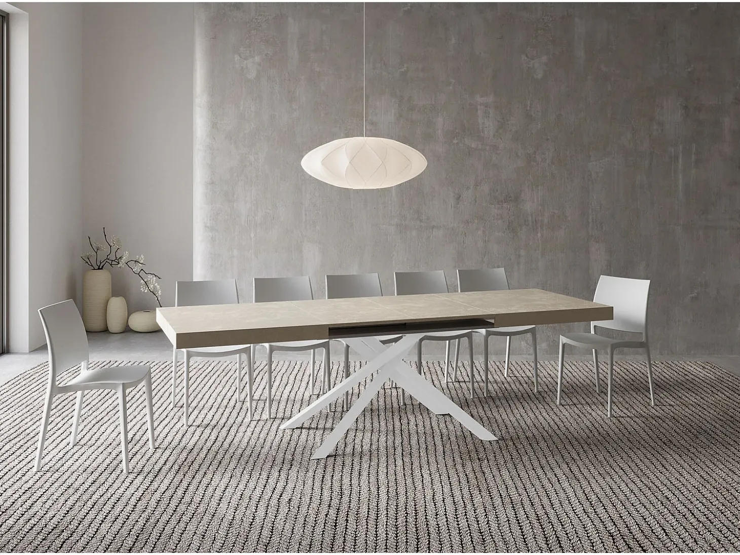 Mesa extensible 160/264x90 cm Karida cachemira patas blancas