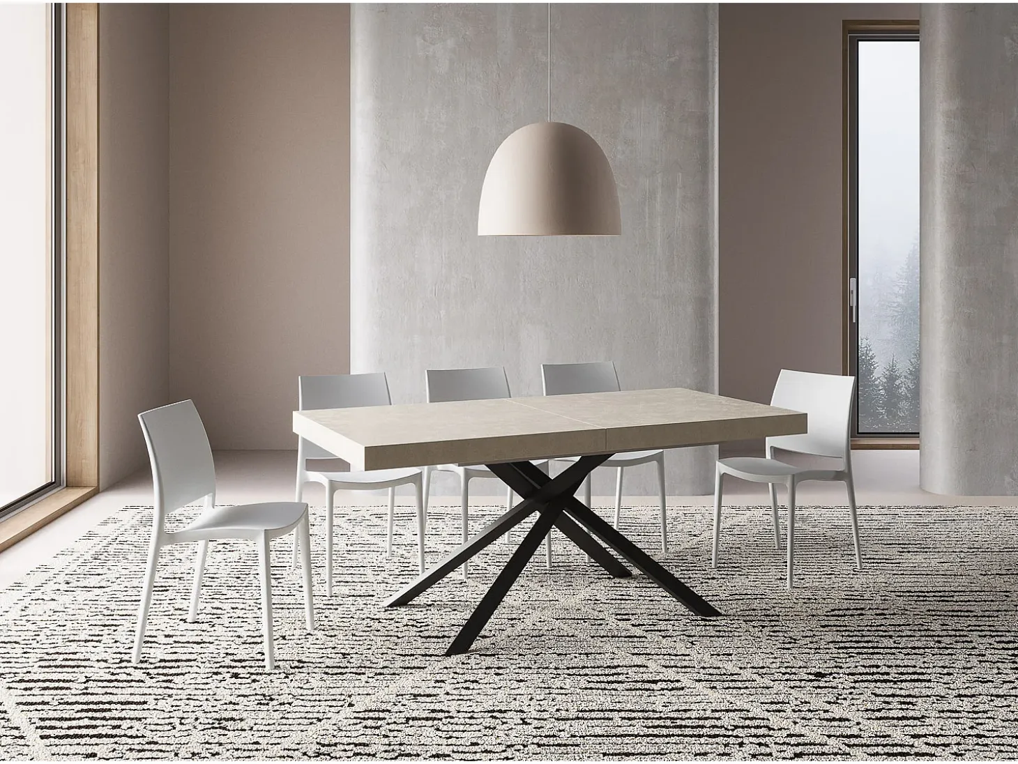 Mesa extensible 180/284x90 cm Karida cachemira patas antracita